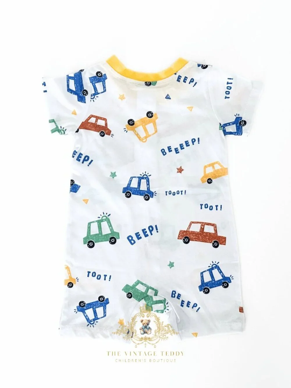NWT Cute Boys One-piece Sleep N' Play Romper Cars Go Beep! Toot! Colorful 9-12M